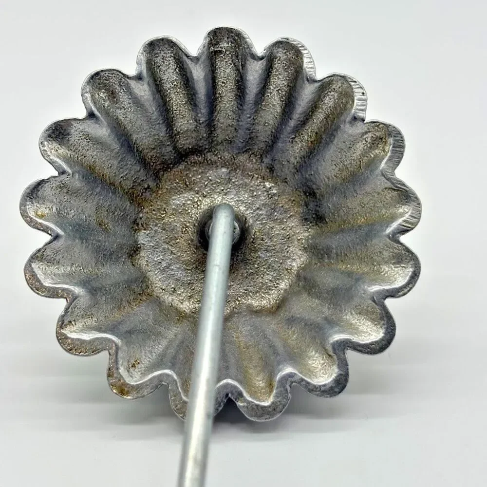 Vintage Rosette Timbale Iron Cast Aluminum Pastry Mold Black Wood Handle 10